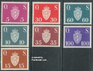Norway 1951, On service 7v, MNH