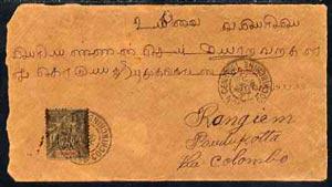 Indo-China 1903 cover to Colombo bearing 25c well tied, r...