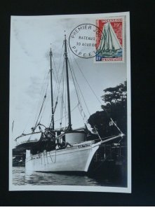 sailing ship maximum card French Polynesia 1966