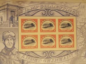  Inverted Jenny $2 US Postage Stamp, Pane of 6 stamps per sheet.