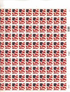 US 3629f - 37¢ Flag, Sheet, WA 2003 Date Unused