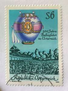 Austria 1984 Scott 1291 used - 6s,  200th Anniversary of Ballooning in Austria