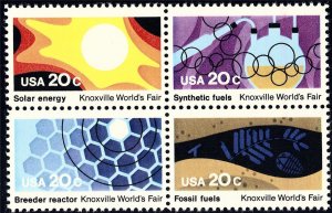 1982 20c Knoxville World's Fair, Solar, Block of 4 Scott 2006-09 Mint F/...