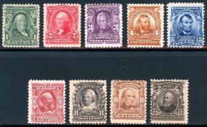 USAstamps Unused FVF US 1902 Issue Scott 300 - 308 OG MH SCV $500