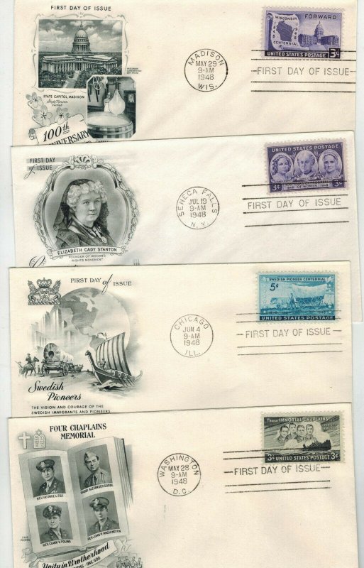 COMPLETE 1948 ARTCRAFT COMMEMS. FDCs SET OF 30 CLEAN + UNADDRESSED! 