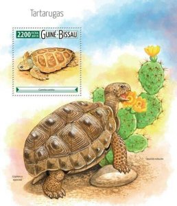 Guinea-Bissau Turtles Stamps 2015 MNH Loggerhead Sea Turtle Cactus Flowers 1v SS