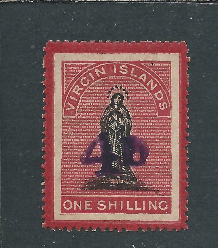 BRITISH VIRGIN IS 1888 4d on 1s BLACK & ROSE-CARMINE ON WHITE PAPER MM SG 42d  