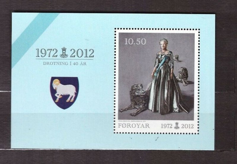 Faroe Islands 2012, QUEEN MARGARET II 40TH ANNIV MNH S/S