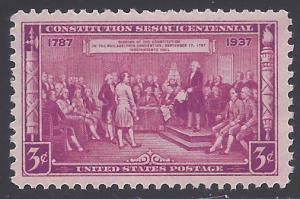 # 798 3c Constitution Sesquicentennial 1937 Mint NH