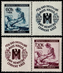 ✔️  GERMANY BOHEMIA MORAVIA 1941 WWII NAZI ERA - SC. B3/B4 ** MNH OG [GBM062]