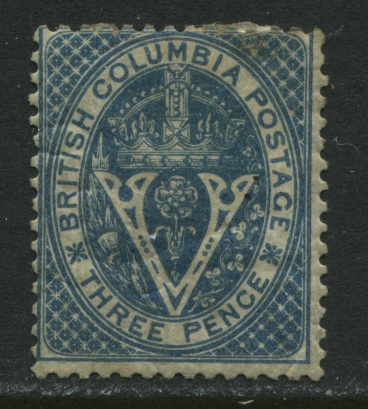 British Columbia 1865 3d blue mint heavy hinged