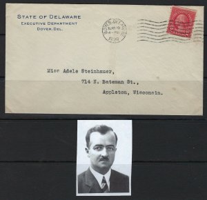 US 1928 STATE OF DELAWARE AUTOGRAPH OF GOVERNOR DOUGLAS BUCK