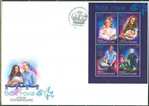 CENTRAL AFRICA  2013  BIRTH OF PRINCE GEORGE WITH PRINCE WILLIAM KATE DIANA  FDC