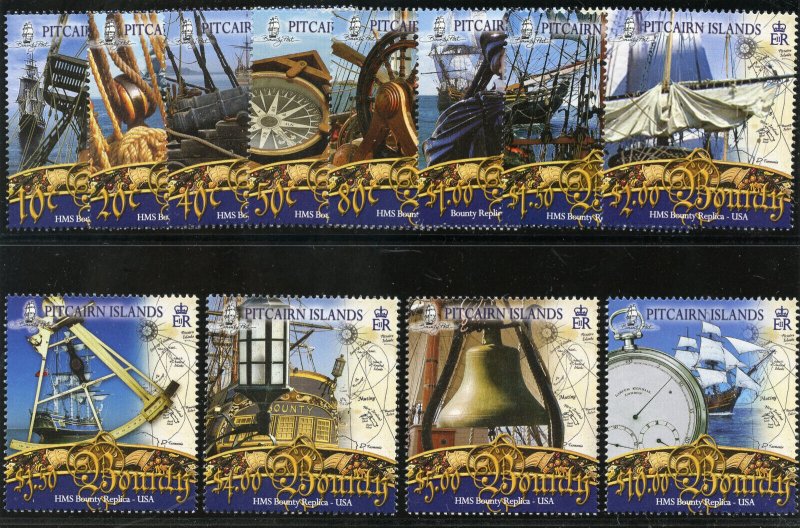 Pitcairn Islands 2007 QEII HMS Bounty set superb MNH. SG 737-748. Sc 652-663.