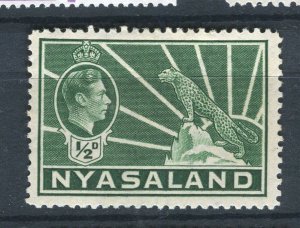 NYASALAND; 1938 early GVI Leopard issue fine Mint hinged 1/2d. value