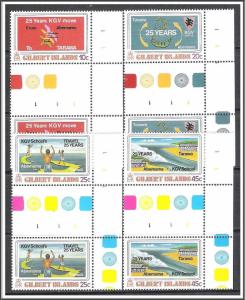 Gilbert Islands #313-316 Anniversaries Gutter Pairs MNH