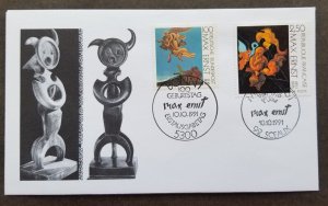 Germany France Joint Issue Max Ernst Painting 1991 (joint FDC) *dual PMK *Rare