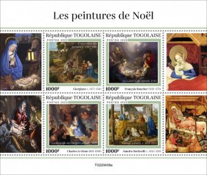 TOGO - 2022 - Christmas Paintings - Perf 4v Sheet- Mint Never Hinged