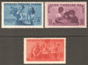 ROMANIA Sc# 745 - 747 MH FVF Set-3 Bugler Drummer Children Flag Pioneers