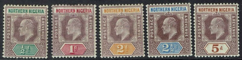 NORTHERN NIGERIA 1902 KEVII 1/2D - 5D WMK CROWN CA 