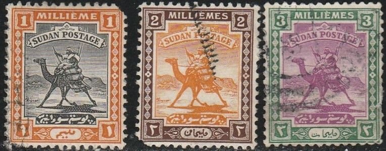 Sudan, #36-38  Used From 1927-40,  CV-$0.90  2 rounded corners