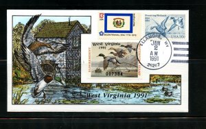 U.S. #WE9 (U856) Milford Hand Painted West Virginia 1991 Hunting Permit Stamp