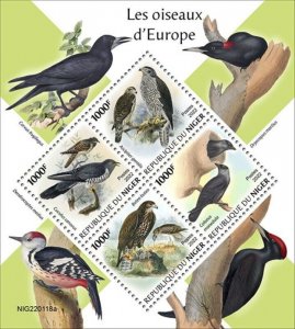 Niger - 2022 European Birds, Northern Goshawk - 4 Stamp Sheet - NIG220118a