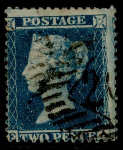 GB QV SG34 SPEC F6(2) 2d greenish blue plate 5 LC14, USED. Cat £120. EA