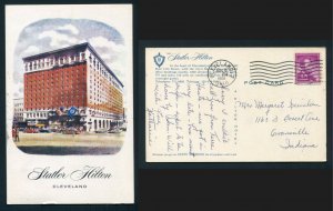 1966 Statler Hilton Hotel Postcard - Cleveland, Ohio to Evansville, Indiana