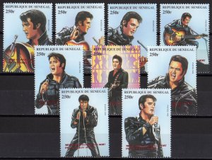 Senegal 2007 Elvis Presley Comeback Red ovpt.30th.Anniv.of His Death Set (9) MNH