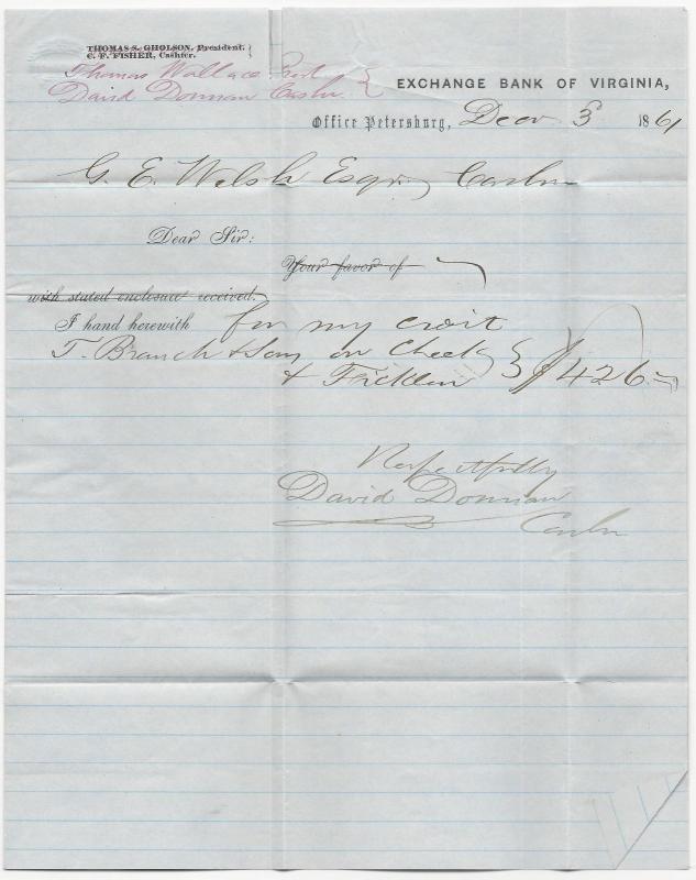 CSA Scott #1 Stone 1 on Cover Blue Petersburg, VA CDS December 1, 1861 Letter