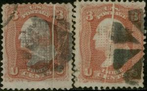 #94 VAR. (2) DIFFERENT USED WASHINGTON WITH PRE-PRINT PAPER ERROR BP6655