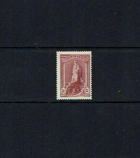 Australia: 1938 5/- 'Robe' bright claret, SG 176,  MNH