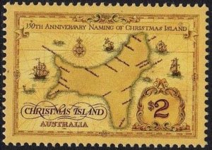 Christmas 357,MNH.Michel 391. Naming of Christmas Island,350th Ann.1993.Map,ship