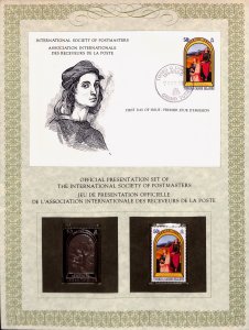 Turks & Caicos Islands silver stamp + FDC International Society of Postmasters