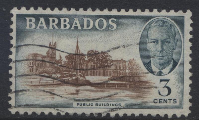 Barbados - Scott 218 - Public Buildings -1950 - FU -  Single 3c Stamp