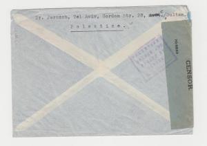 PALESTINE -USA 1940 CENSOR COVER, TAPE TYPE 6A1(70) & H/S TYPE 1A (SEE BELOW)