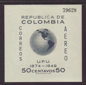 Columbia C199 UPU Souvenir Sheet MNH VF