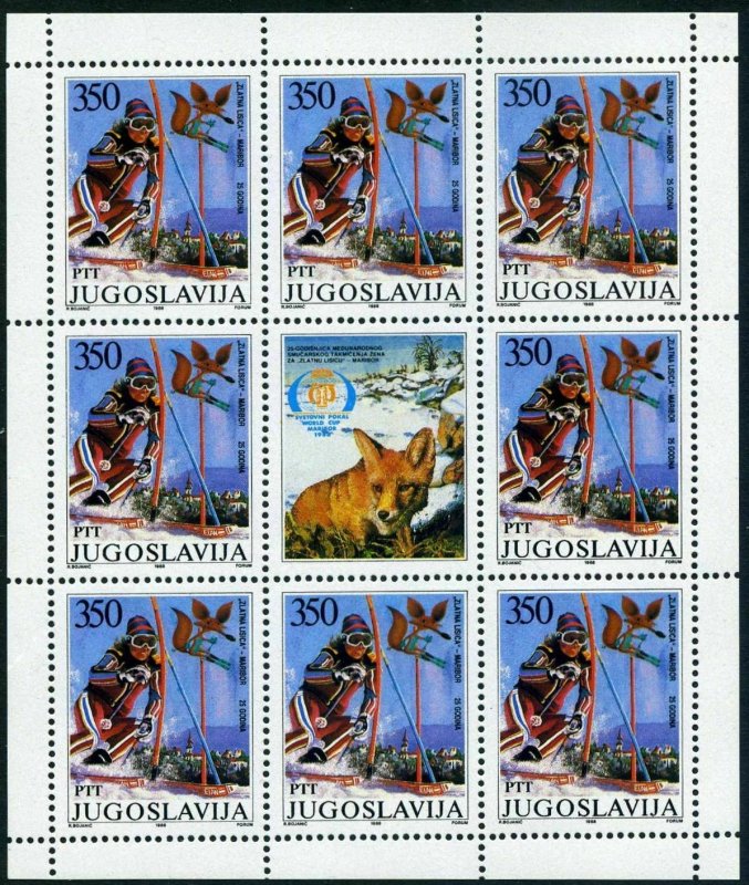 Yugoslavia 1879 sheet,MNH.Michel 2259 klb. Women Golden Fox Skiing Championships