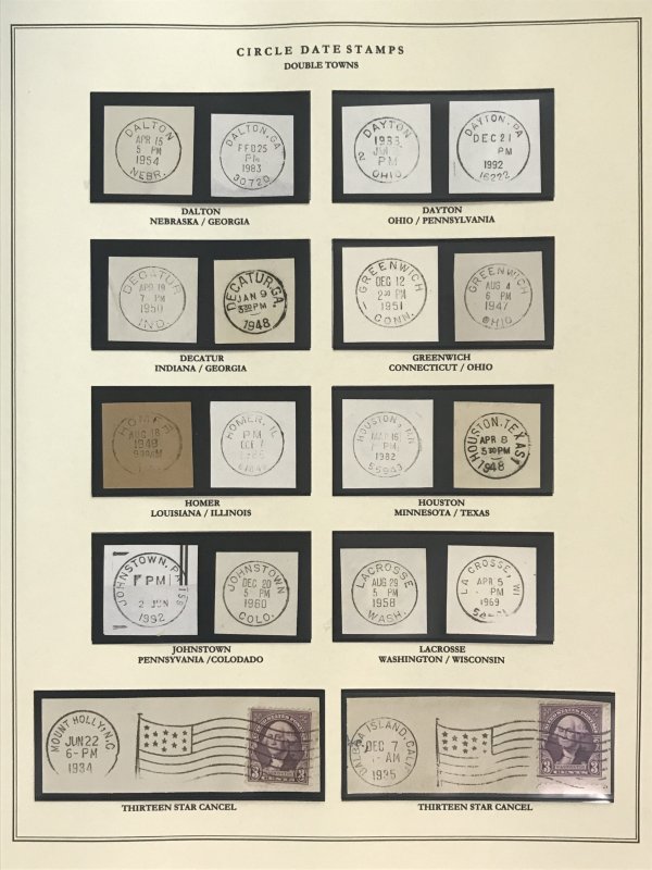 US Circular Date Stamp Collection (Odd/Boys/Girls/Double Town/Port/City/State)