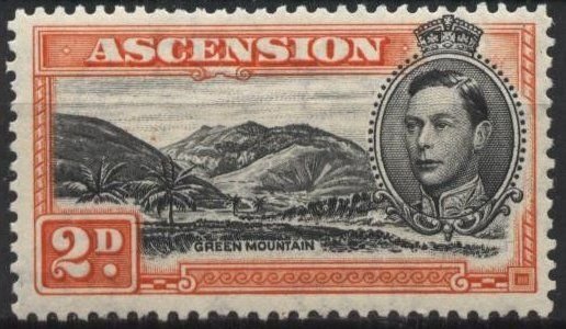 Ascension 43 (mlh, mild gum toning) 2p Green Mountain, org & black (1944)