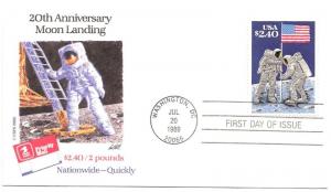 US 2419 (fdc) $2.40 moon landing (1989)