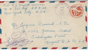 U.S. 1942 Airmail Army Examiner&Army Post Service Cancels 6c Stamp Cover Rf35064
