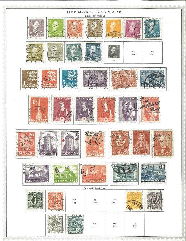 Denmark 1857-1961 M & U )mostly) Hinged on Minkus Global Pages.