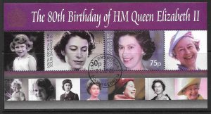 S.GEORGIA&S.SANDWICH SGMS421 2006 80th BIRTHDAY OF QUEEN ELIZABETH II FINE USED