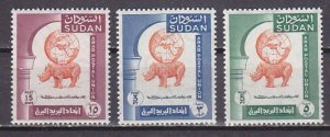 Sudan, Scott cat. 121-123 ONLY. APU Congress. Rhino shown. ^