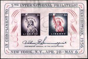 SC#1075 FIPEX Souvenir Sheet (1956); Used