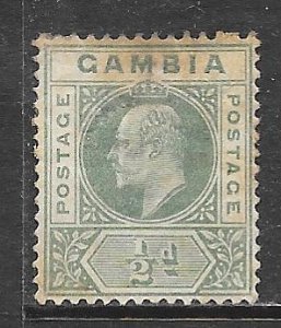 Gambia 28: 1/2d Edward VII, MH, F, faults