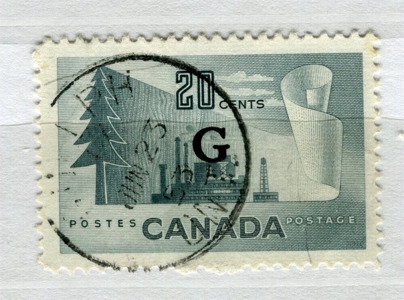 CANADA; 1950s early GVI Official ' G ' Optd. fine used 20c. value