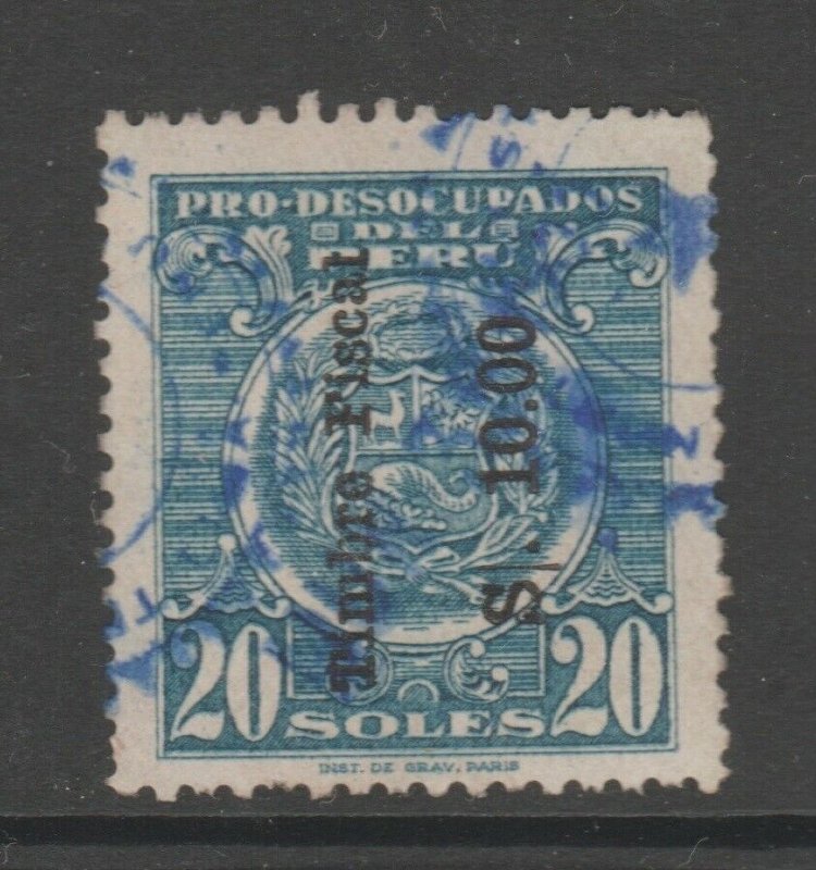 Peru fiscal OP fiscal revenue stamp on Social? stamp 4-8-21- Scarce- 10s on 20s